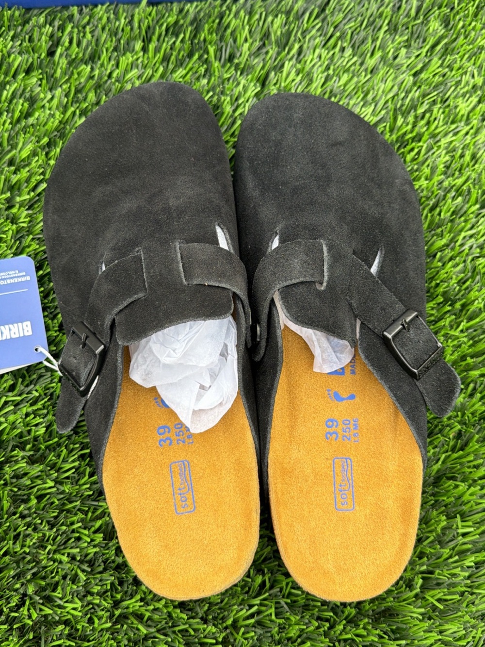 Birkenstock Black Suede Boston Clogs with Adjustable Buckle size 38-39 - Picture 5 of 6